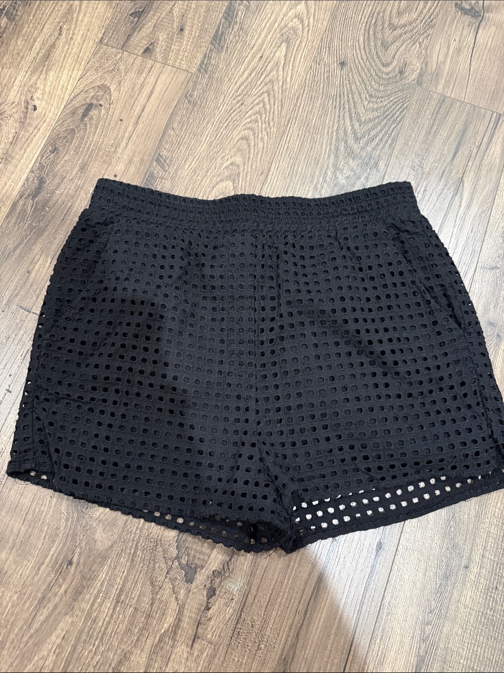 Steve Madden Black Eyelet High Waist Shorts